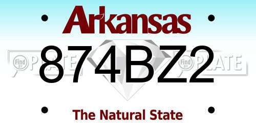 874BZ2 Arkansas License Plate