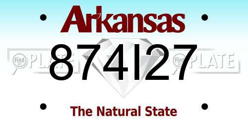 874I27 Arkansas License Plate