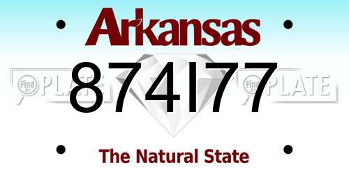 874I77 Arkansas License Plate