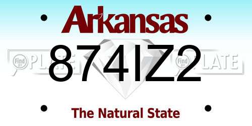 874IZ2 Arkansas License Plate