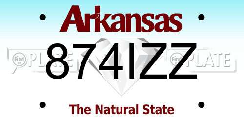 874IZZ Arkansas License Plate