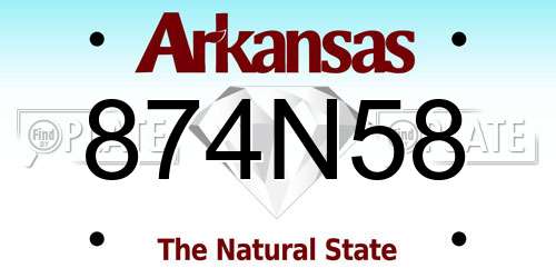 874N58 Arkansas License Plate