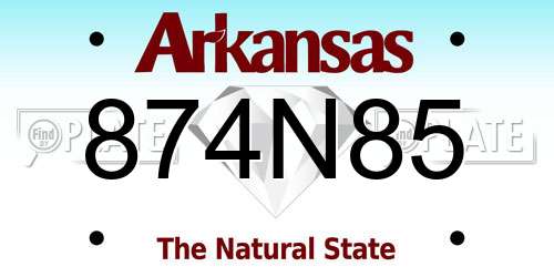 874N85 Arkansas License Plate