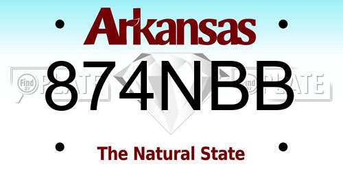 874NBB Arkansas License Plate