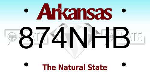 874NHB Arkansas License Plate