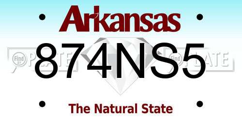 874NS5 Arkansas License Plate