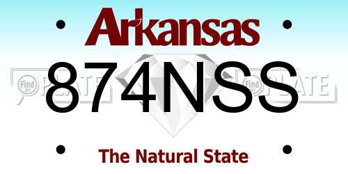 874NSS Arkansas License Plate