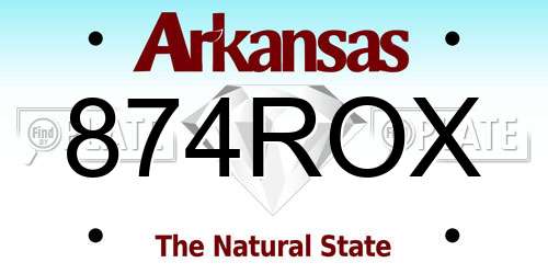 874ROX Arkansas License Plate