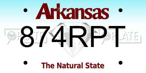 874RPT Arkansas License Plate