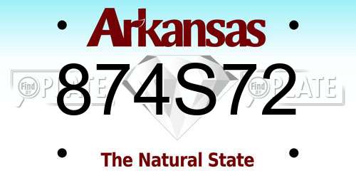 874S72 Arkansas License Plate