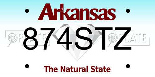 874STZ Arkansas License Plate