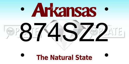 874SZ2 Arkansas License Plate