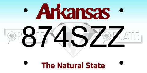 874SZZ Arkansas License Plate