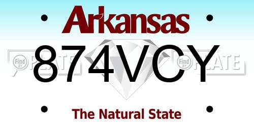 874VCY Arkansas License Plate