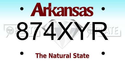 874XYR Arkansas License Plate