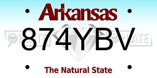 874YBV Arkansas License Plate