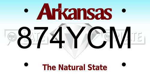 874YCM Arkansas License Plate