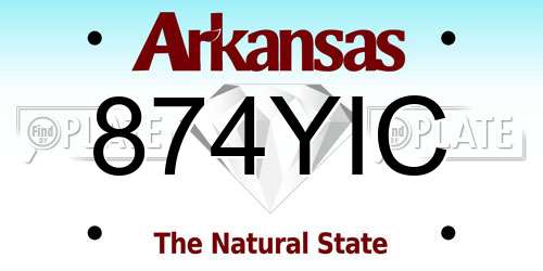 874YIC Arkansas License Plate