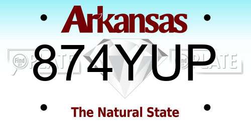 874YUP Arkansas License Plate