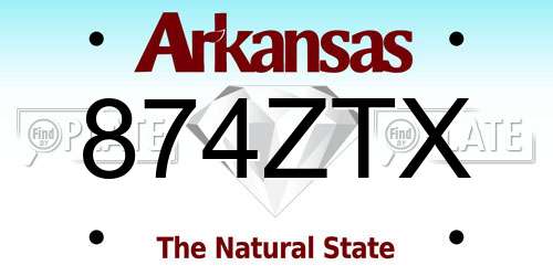 874ZTX Arkansas License Plate
