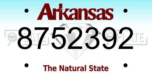 8752392 Arkansas License Plate