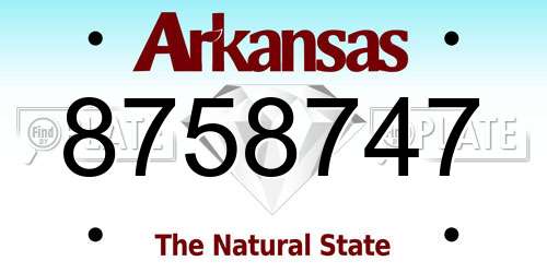 8758747 Arkansas License Plate
