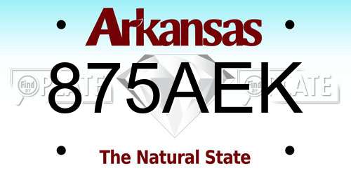 875AEK Arkansas License Plate