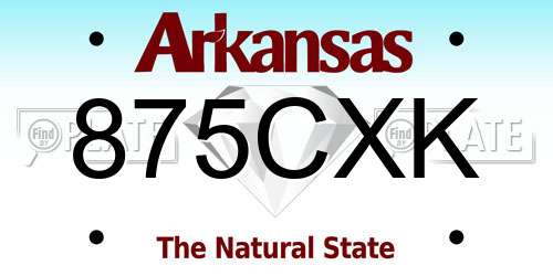 875CXK Arkansas License Plate