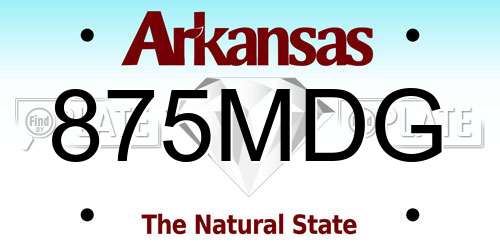 875MDG Arkansas License Plate