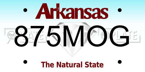 875MOG Arkansas License Plate