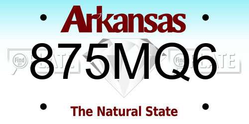 875MQ6 Arkansas License Plate