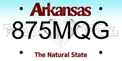 875MQG Arkansas License Plate