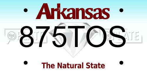 875TOS Arkansas License Plate