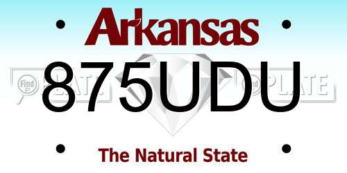 875UDU Arkansas License Plate