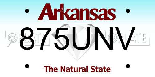 875UNV Arkansas License Plate