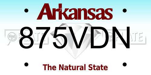 875VDN Arkansas License Plate