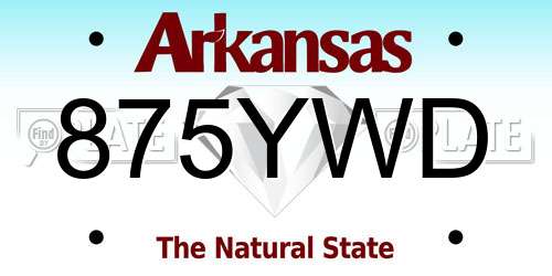 875YWD Arkansas License Plate