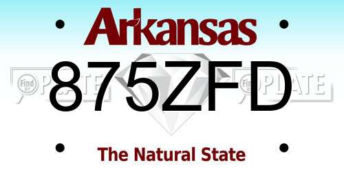 875ZFD Arkansas License Plate