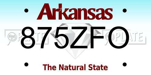 875ZFO Arkansas License Plate