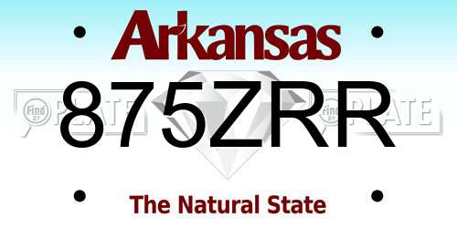 875ZRR Arkansas License Plate