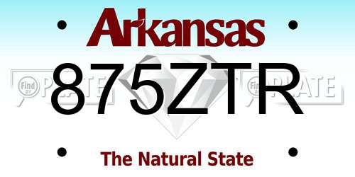 875ZTR Arkansas License Plate