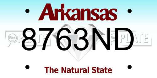 8763ND Arkansas License Plate