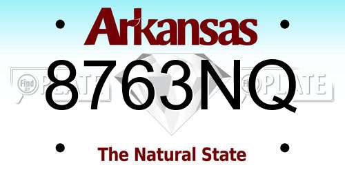 8763NQ Arkansas License Plate