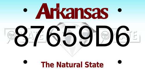 87659D6 Arkansas License Plate