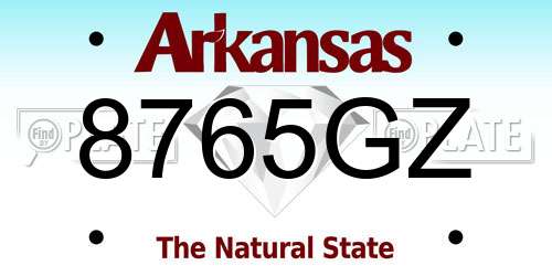 8765GZ Arkansas License Plate