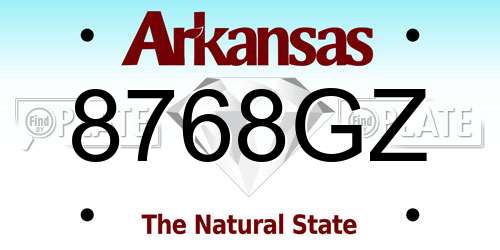 8768GZ Arkansas License Plate