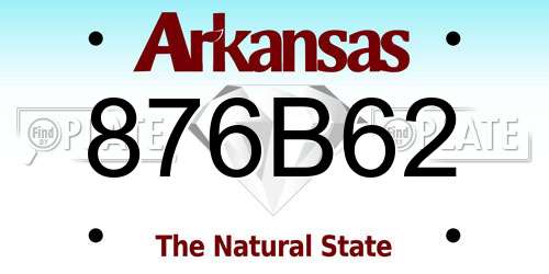876B62 Arkansas License Plate