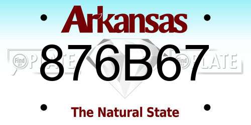876B67 Arkansas License Plate