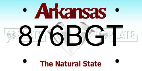 876BGT Arkansas License Plate