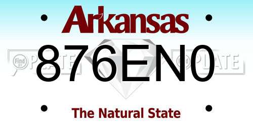 876EN0 Arkansas License Plate